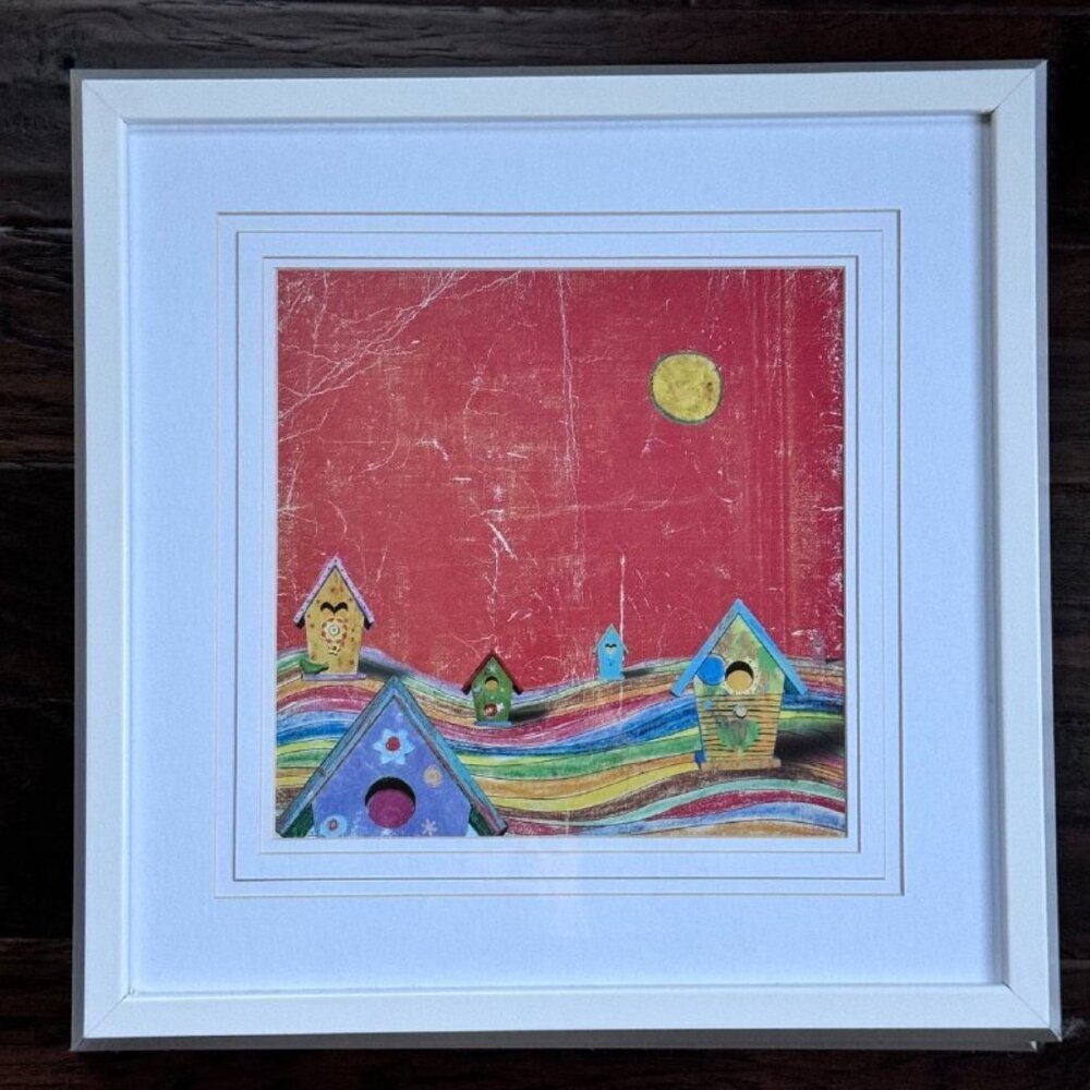 Beautiful High Quality White Wooden Frame and Glass Artwork – RED HOMES - Perfec